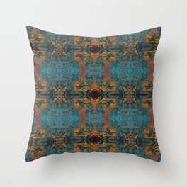 The Spindles- Blue and Orange Filigree  Throw Pillow