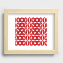 Midcentury Modern Atomic Starburst Pattern in Red and White Recessed Framed Print