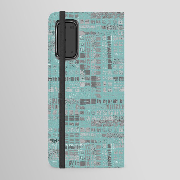muted mint blue ink marks hand-drawn collection Android Wallet Case
