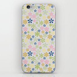 muted pastel pink yellow green eclectic daisy print ditsy florets iPhone Skin