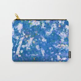 Blue Green and White Abstract Confetti Pointillism Painting Carry-All Pouch