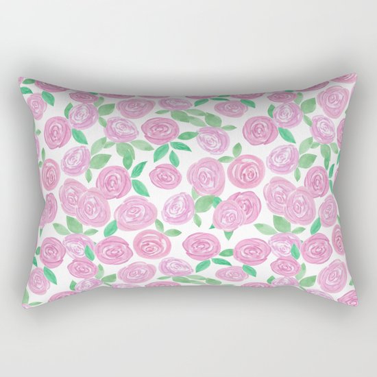 Pale pink roses . Watercolor . Rectangular Pillow