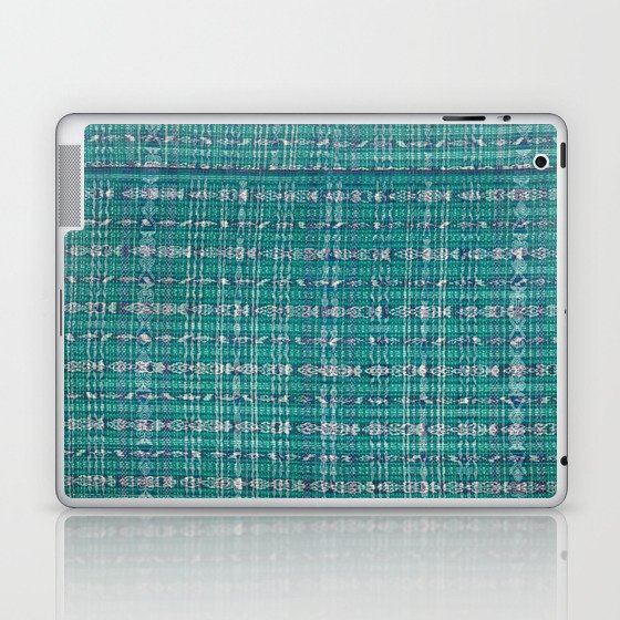 Vintage Guatemalan Textile Pattern in Blue Laptop & iPad Skin