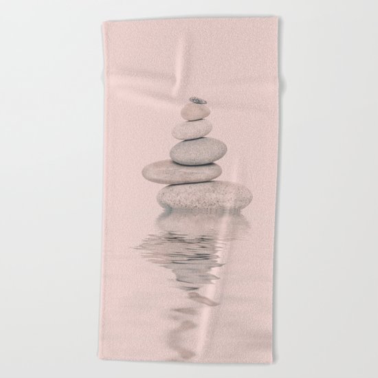 Balanced Harmony Zen Pebble soft pink Beach Towel