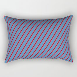 [ Thumbnail: Red and Blue Colored Lines/Stripes Pattern Rectangular Pillow ]