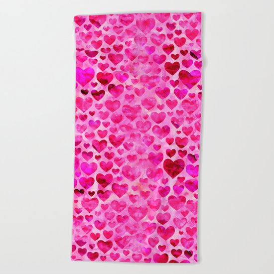 Heart Pattern 07 Beach Towel