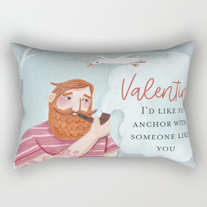 Valentine man sailor captain & dog in boat Rectangular Pillow