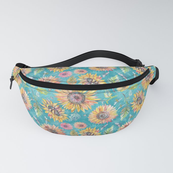 Sunflowers on Turquoise Fanny Pack