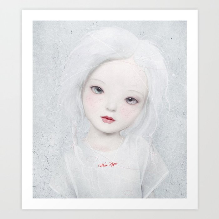 white apple Art Print by little-ghost | Society6