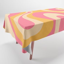 Pink and Orange Retro Abstract 70s Liquid Swirl  Tablecloth