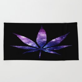 Weed : High Times purple blue Galaxy Beach Towel