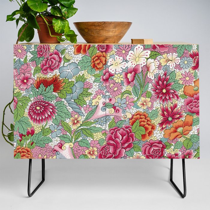 Chinese Floral Pattern Credenza