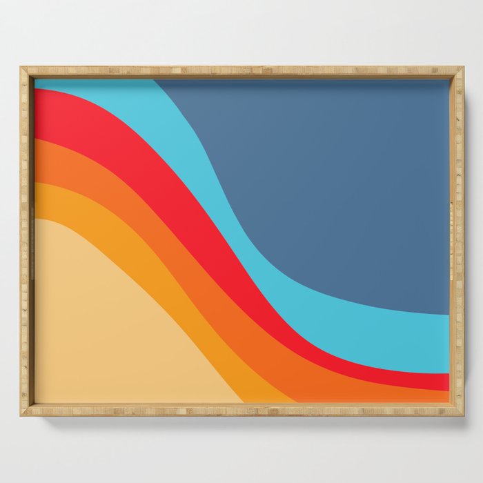 Wavy Retro Vibes- Colorful Art Pattern Design Serving Tray