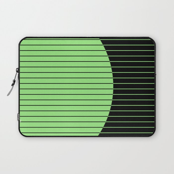 Opposites Attract (Abstract, green and black, geometric design) Laptop Sleeve
