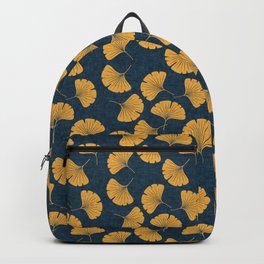 ginkgo leaves - saffron on dark blue Backpack