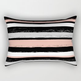 Stripes - Peach Grey Black White Rectangular Pillow