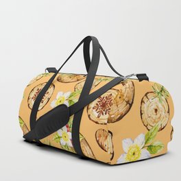 Christmas Pattern Watercolor Wooden Floral Flower Duffle Bag