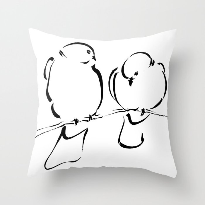 Bird Couple Throw Pillow
