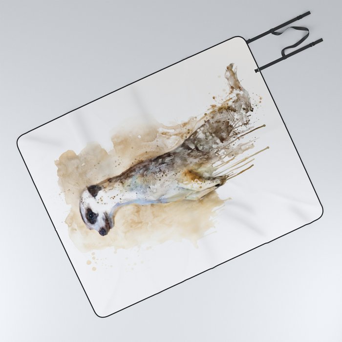 Watercolor Painting - Meerkat Sentinel Picnic Blanket