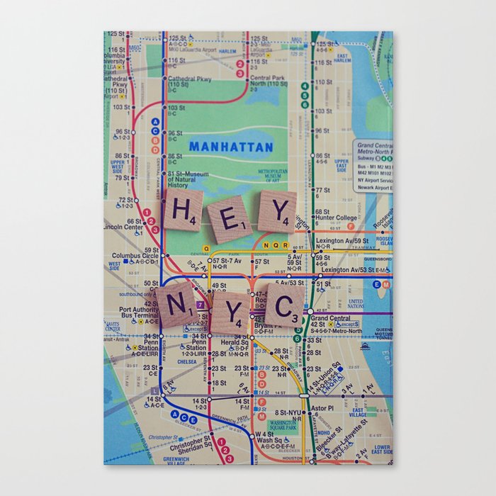 New York City Nyc Map Subway Travel Canvas Print By Debbiewibowo Society6