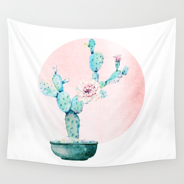 Potted Cactus Wall Tapestry