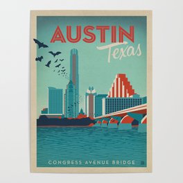 Vintage travel poster-Texas-Austin. Poster