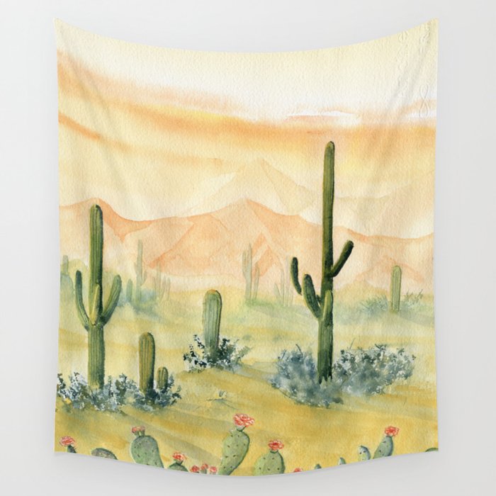 Desert Sunset Landscape Wall Tapestry