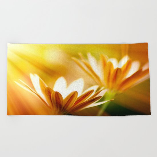 yellow flower Beach Towel