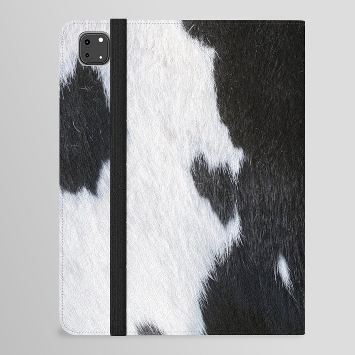 Black and White Cowhide, Cow Skin Print Pattern iPad Folio Case