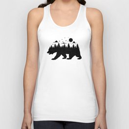 Bear Forest T Shirt Grizzly Silhouette Motif Nature Fusion Tank Top