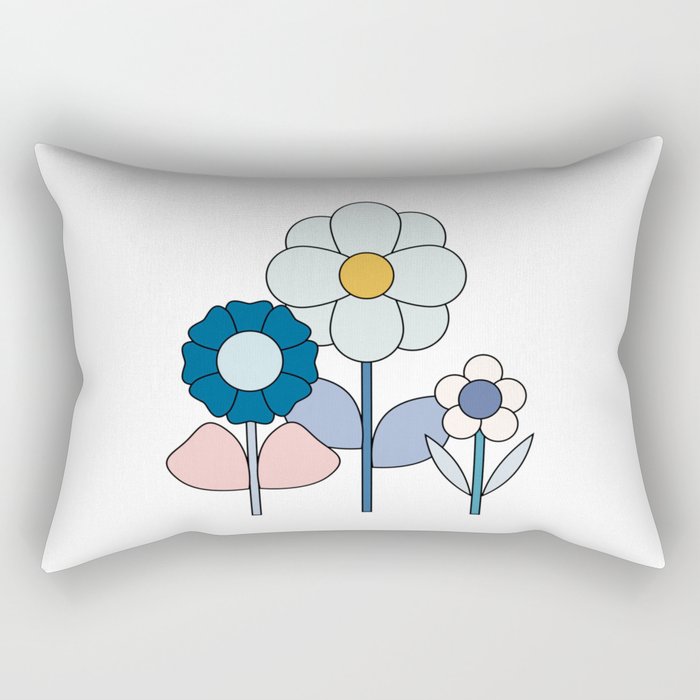 BLUE Flowers Rectangular Pillow