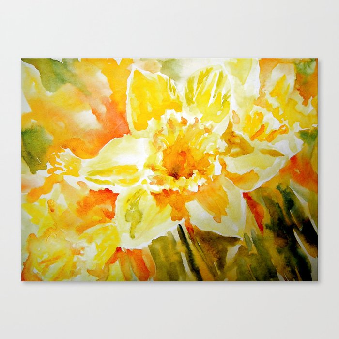 Mellow Yellow Daffodil Narcissus Watercolor Floral Painting