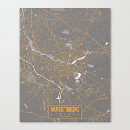 Nuremberg City Map of Bavaria, Germany - Bauhaus Canvas Print