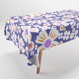 Retro Modern Purple Daisy Flowers Mini Tablecloth