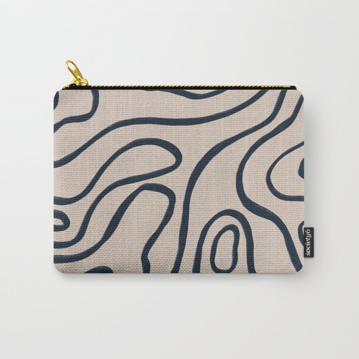 Topographic Map / Nude & Dark Blue Carry-All Pouch