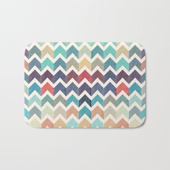 Watercolor Chevron Pattern Bath Mat