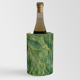 Green marble texture with golden veins Wine Chiller