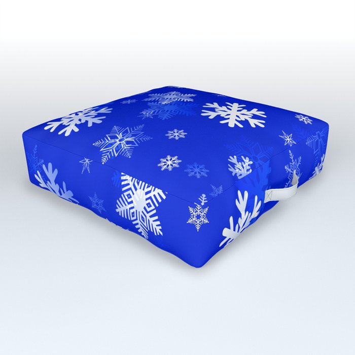 Light Blue Snowflakes Outdoor Floor Cushion