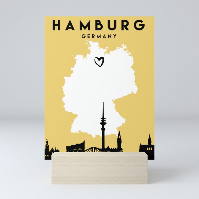 HAMBURG GERMANY LOVE CITY SILHOUETTE SKYLINE ART Mini Art Print