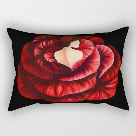 Woman in Rose Rectangular Pillow