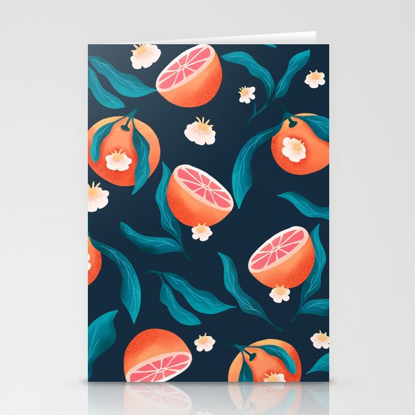 Seamless pattern with hand drawn oranges and floral elements Stationery Cards