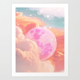 Pink Moon Landscape Art Print