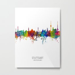 Stuttgart Germany Skyline Metal Print | Watercolor, Skyline, Silhouette, Stuttgartcanvas, Michaeltompsett, Stuttgartcityscape, 5030, Germany, Painting, Watercolour 