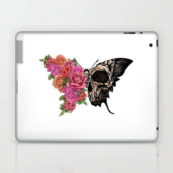 Butterfly moth half wings roses art Laptop & iPad Skin