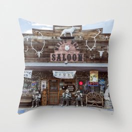 The distinctive White Wolf Saloon in Douglas site of the annual Wyoming State Fair The bars owners D Throw Pillow