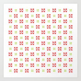 geometric flower 14 red and green Art Print