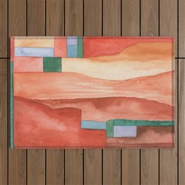 Abstract Desert Landscape Watercolor Outdoor Rug