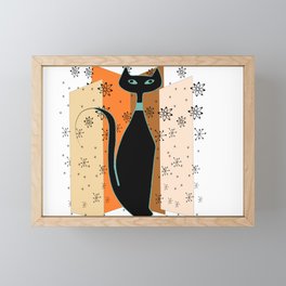 MCM Cat Artwork Design Framed Mini Art Print