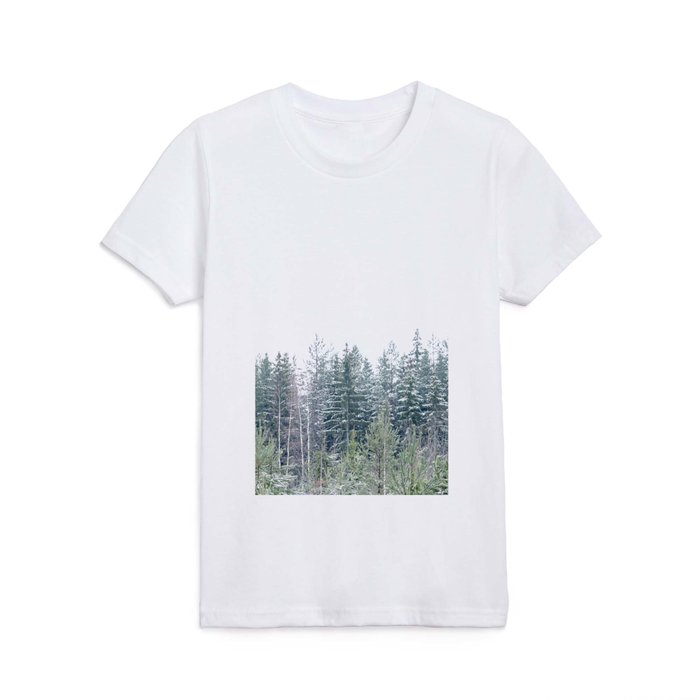 Green Pine Tree Tops and White Sky Finland  Kids T Shirt