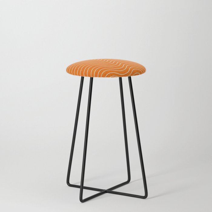 Surfing Waves Orange Counter Stool